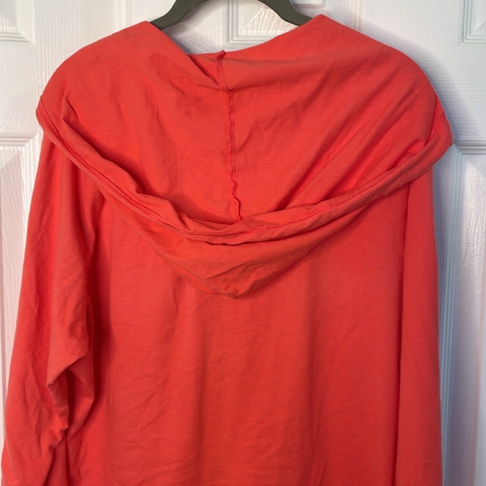 PINK VICTORIA SECRET LONG SLEEVE FULL ZIP HOODIE SWEATSHIRT NEON ORANGE SZ LARGE - Picture 5 of 7